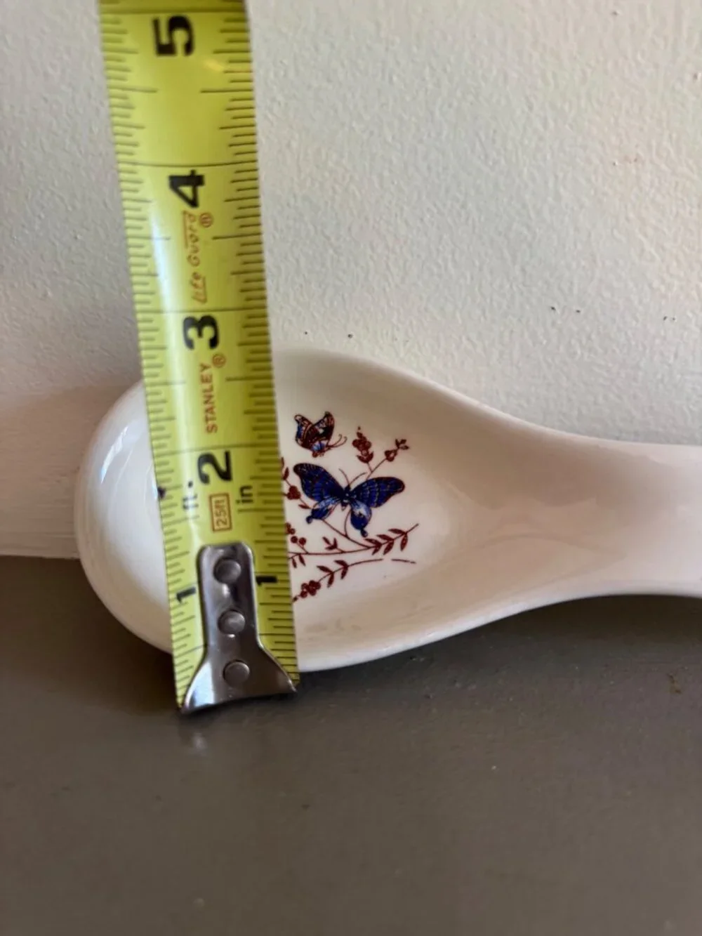 Vintage Ceramic Butterfly Print Spoon Rest 6.5